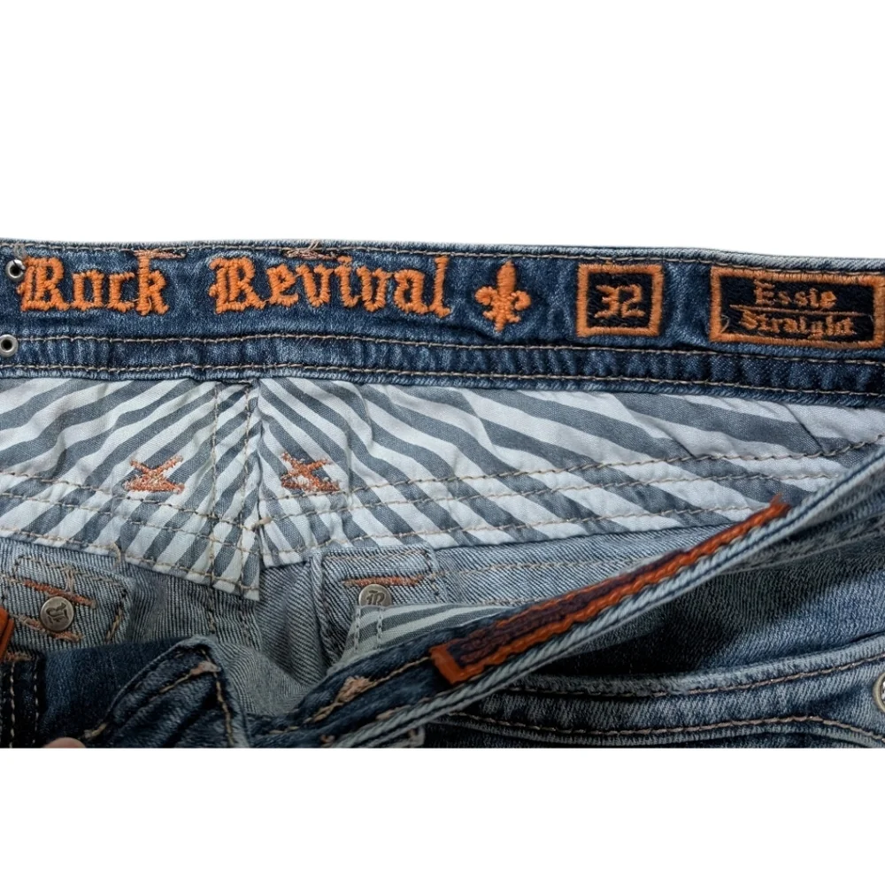 Rock Revival Essie Straight Jeans Essie T5 Wash Size 32 RJ8396T5 - Med Wash Blue - Picture 5 of 7